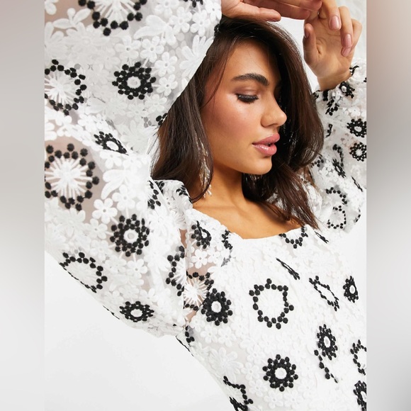ASOS Dresses & Skirts - ASOS EDITION mini dress embroidered organza with blouson sleeve NWOT Sz 14
